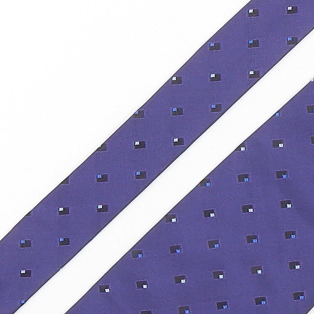 BHS Mens Purple Geometric Polyester Pointed Tie One Size