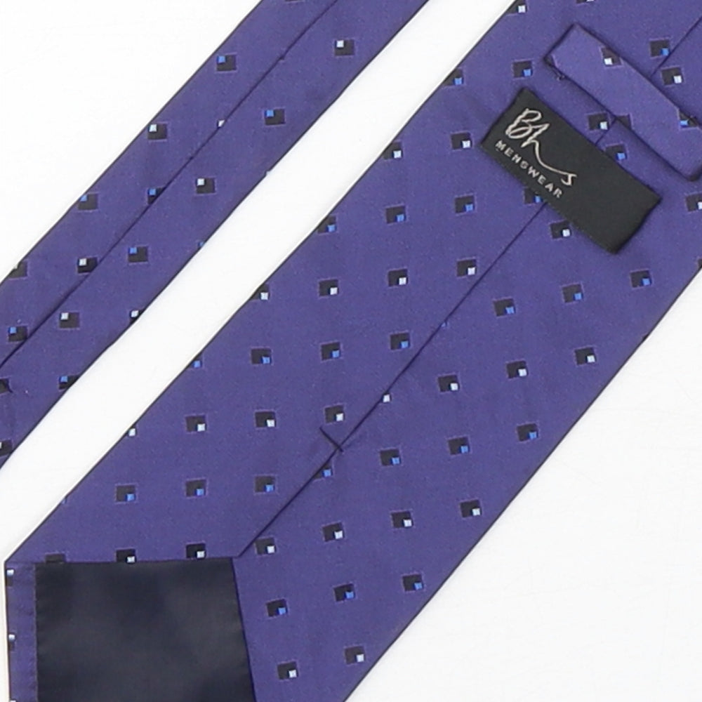 BHS Mens Purple Geometric Polyester Pointed Tie One Size