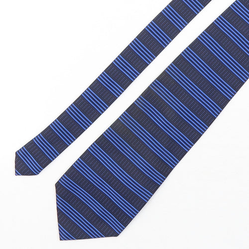 Debenhams  Mens Blue Striped Polyester Pointed Tie One Size