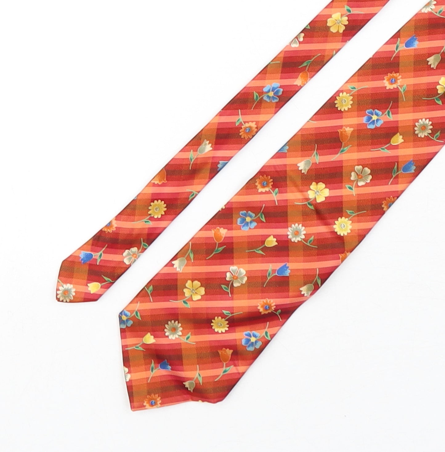 Marks and Spencer Mens Multicoloured Plaids & Checks Silk Pointed Tie One Size