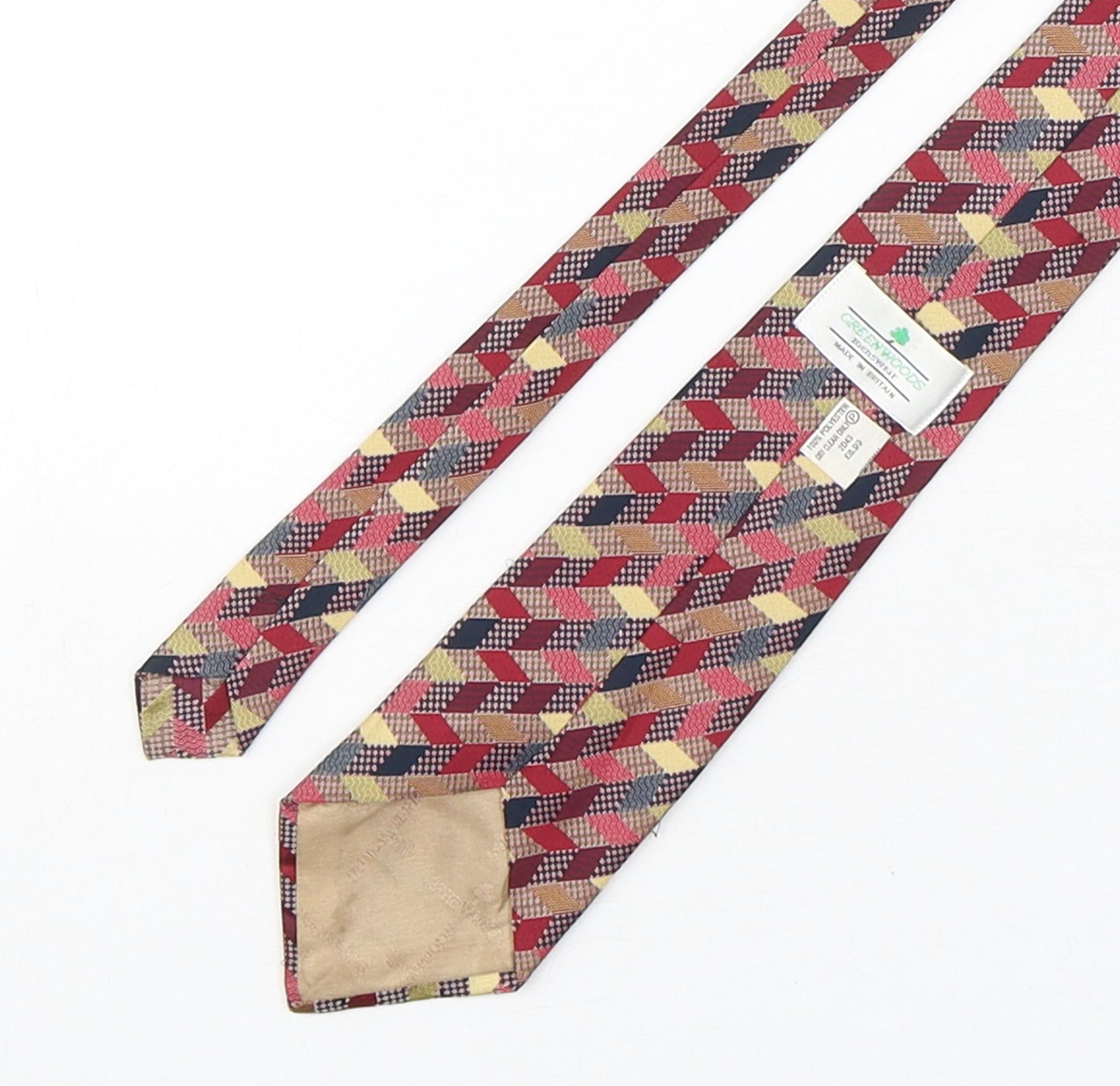 Greenwoods Mens Multicoloured Geometric Polyester Pointed Tie One Size