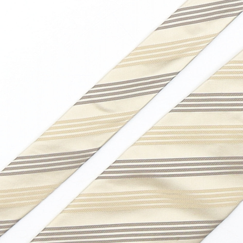Royal Class Mens Beige Striped Silk Pointed Tie One Size