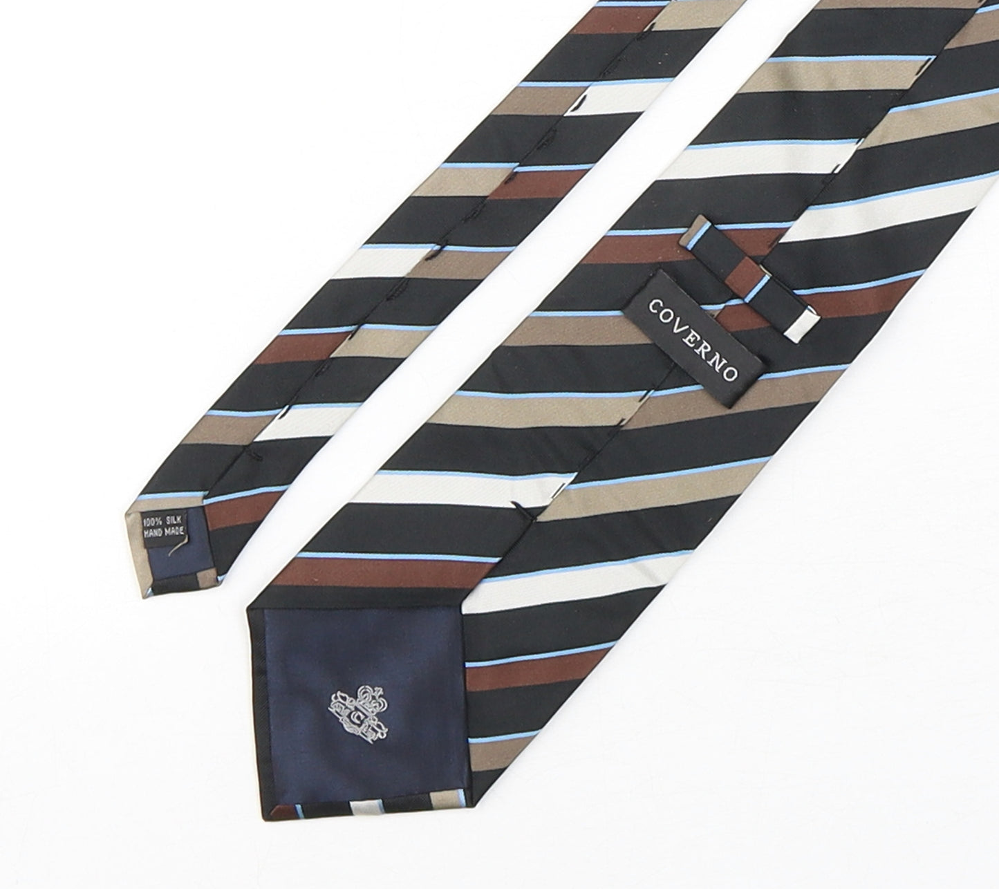 Coverno Mens Multicoloured Striped Silk Pointed Tie One Size