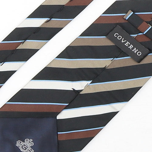 Coverno Mens Multicoloured Striped Silk Pointed Tie One Size