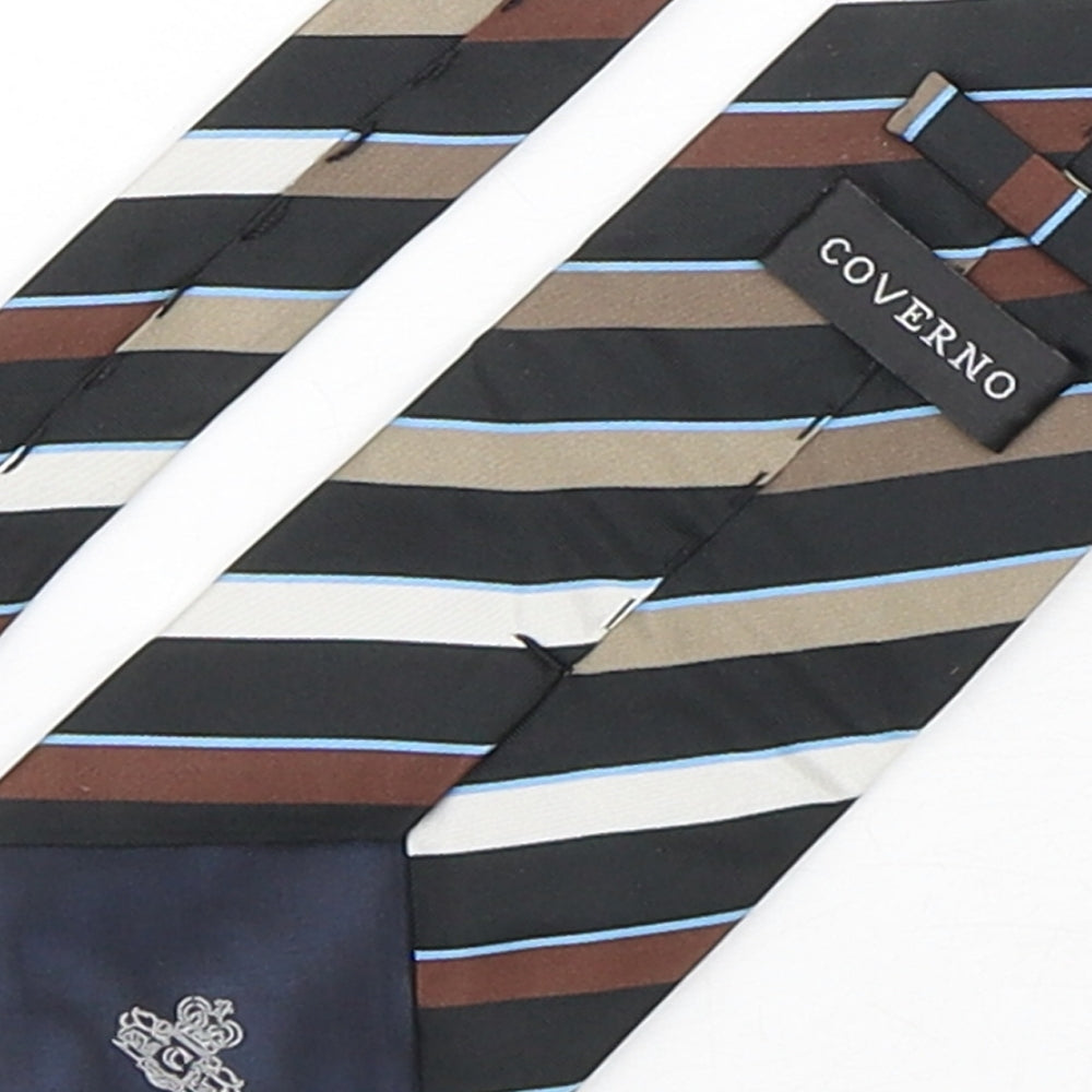 Coverno Mens Multicoloured Striped Silk Pointed Tie One Size
