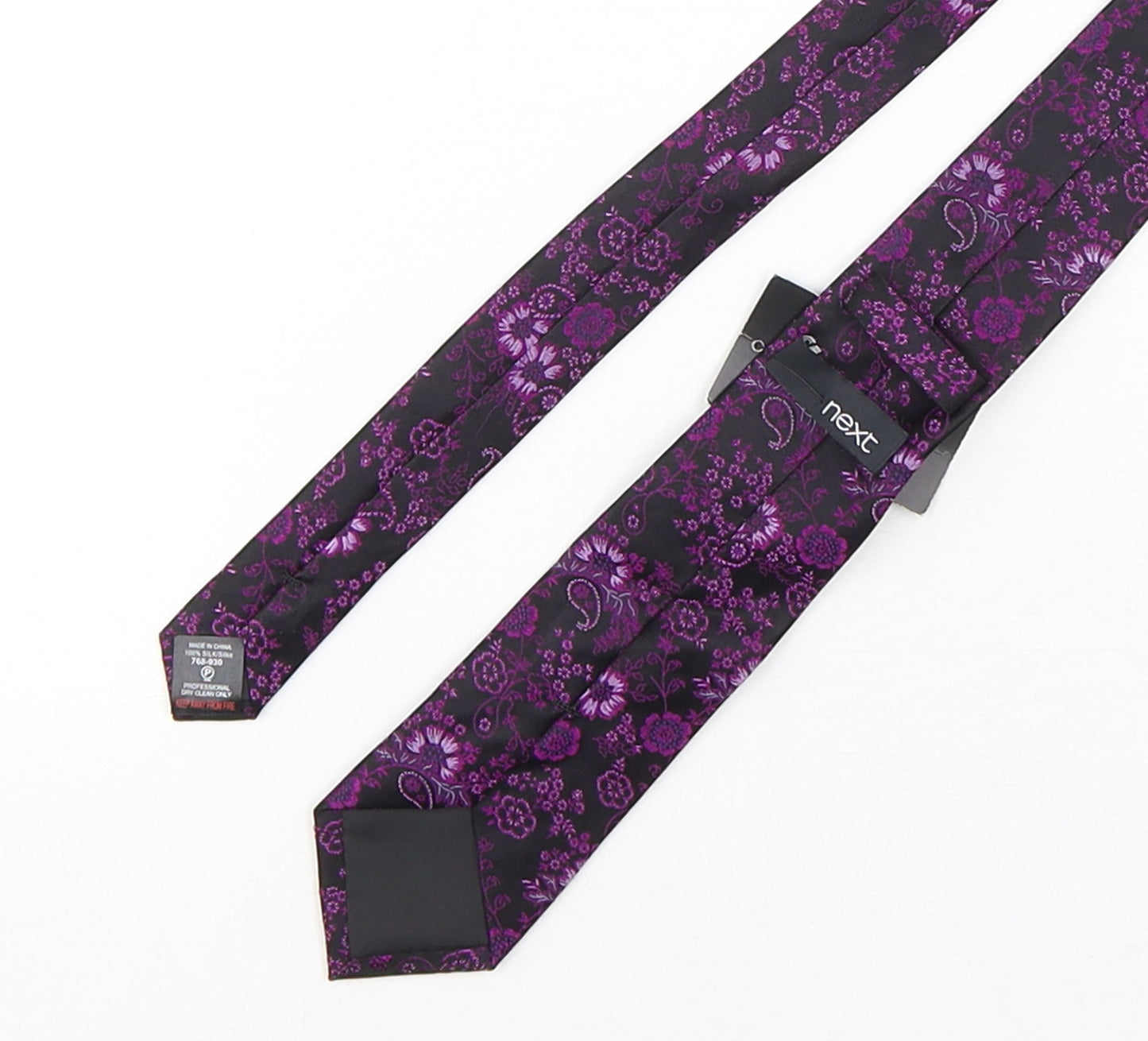 NEXT Mens Purple Paisley Silk Pointed Tie One Size