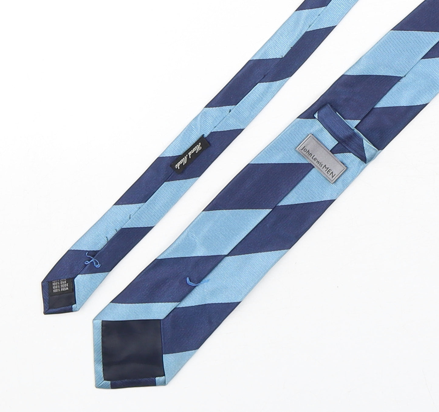 John Lewis  Mens Blue Striped Silk Pointed Tie One Size
