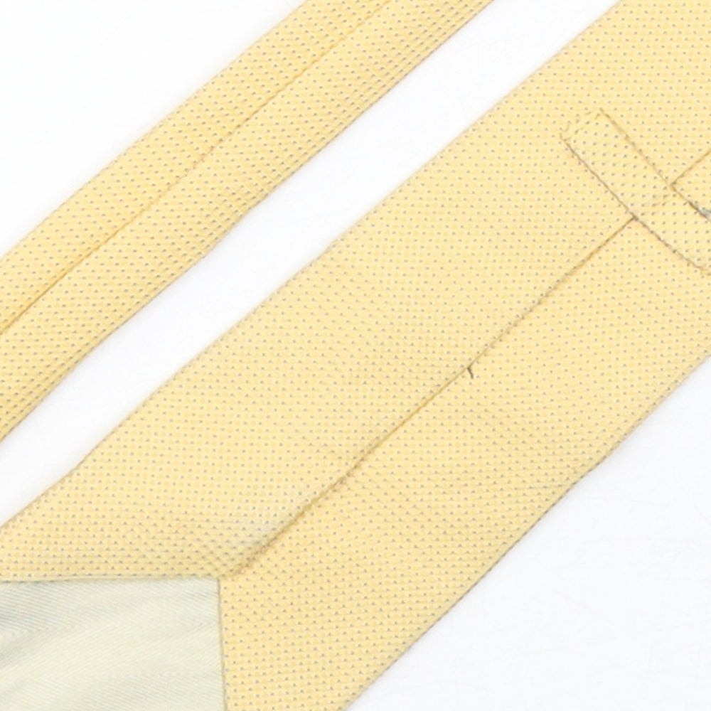 Marks and Spencer Mens Yellow Geometric Silk Pointed Tie One Size