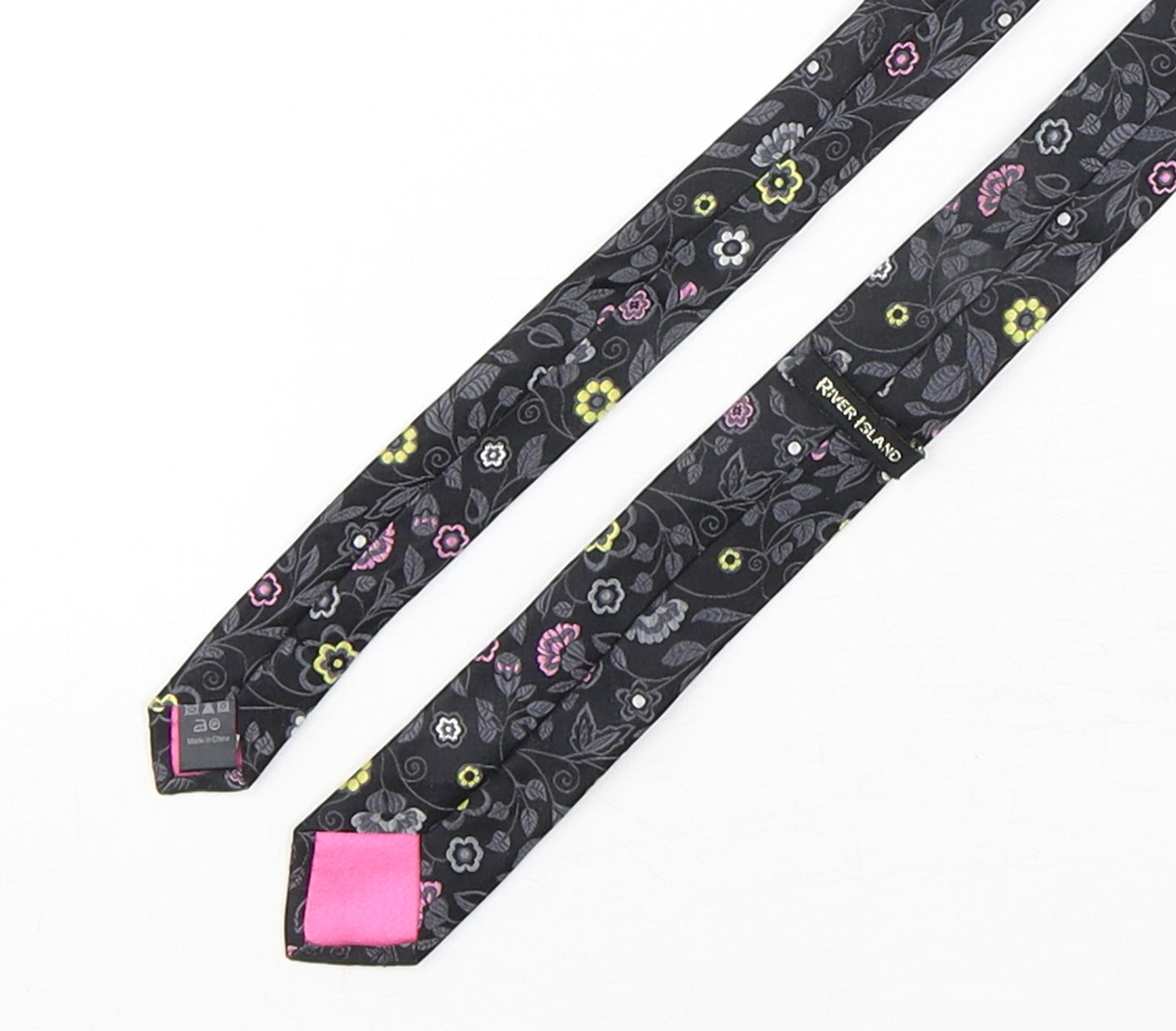 River Island  Mens Multicoloured Floral Silk Pointed Tie One Size