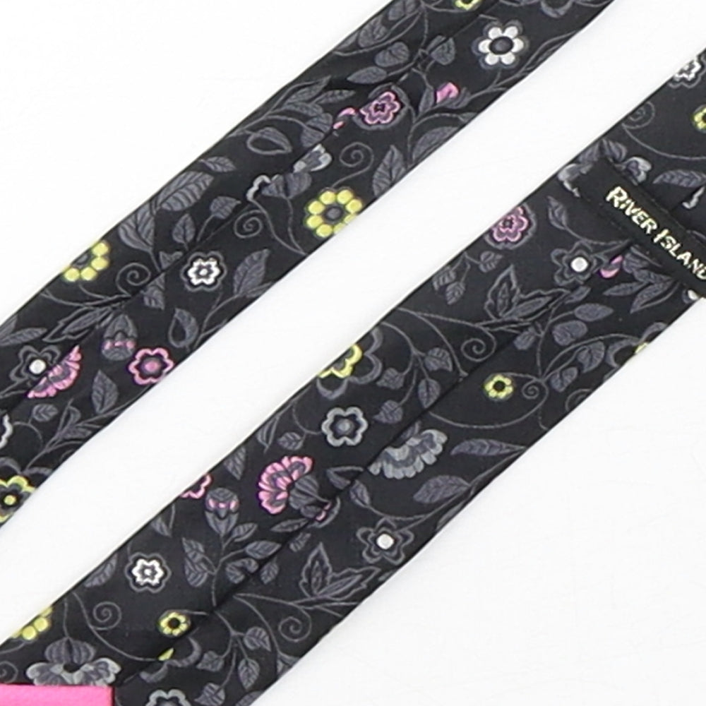 River Island  Mens Multicoloured Floral Silk Pointed Tie One Size