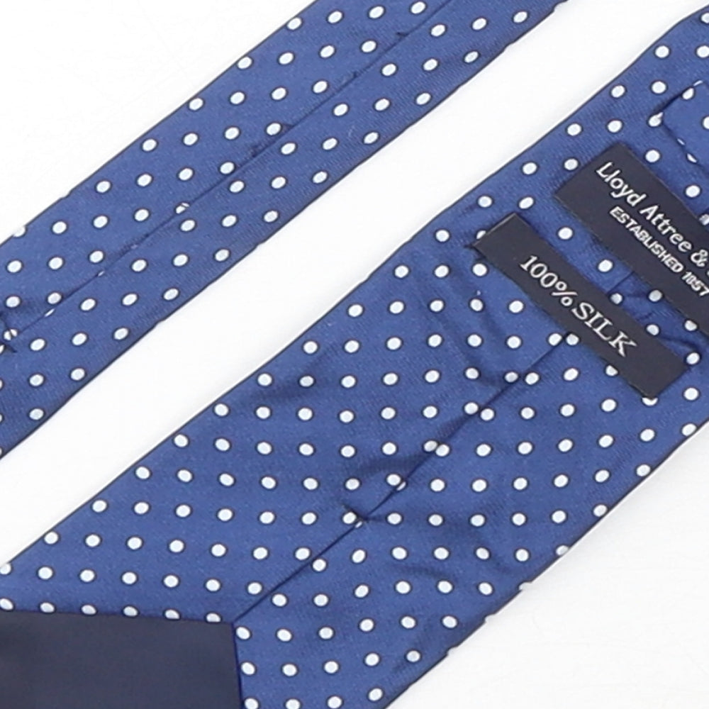 Lloyd Attree & Smith Mens Blue Polka Dot Silk Pointed Tie One Size