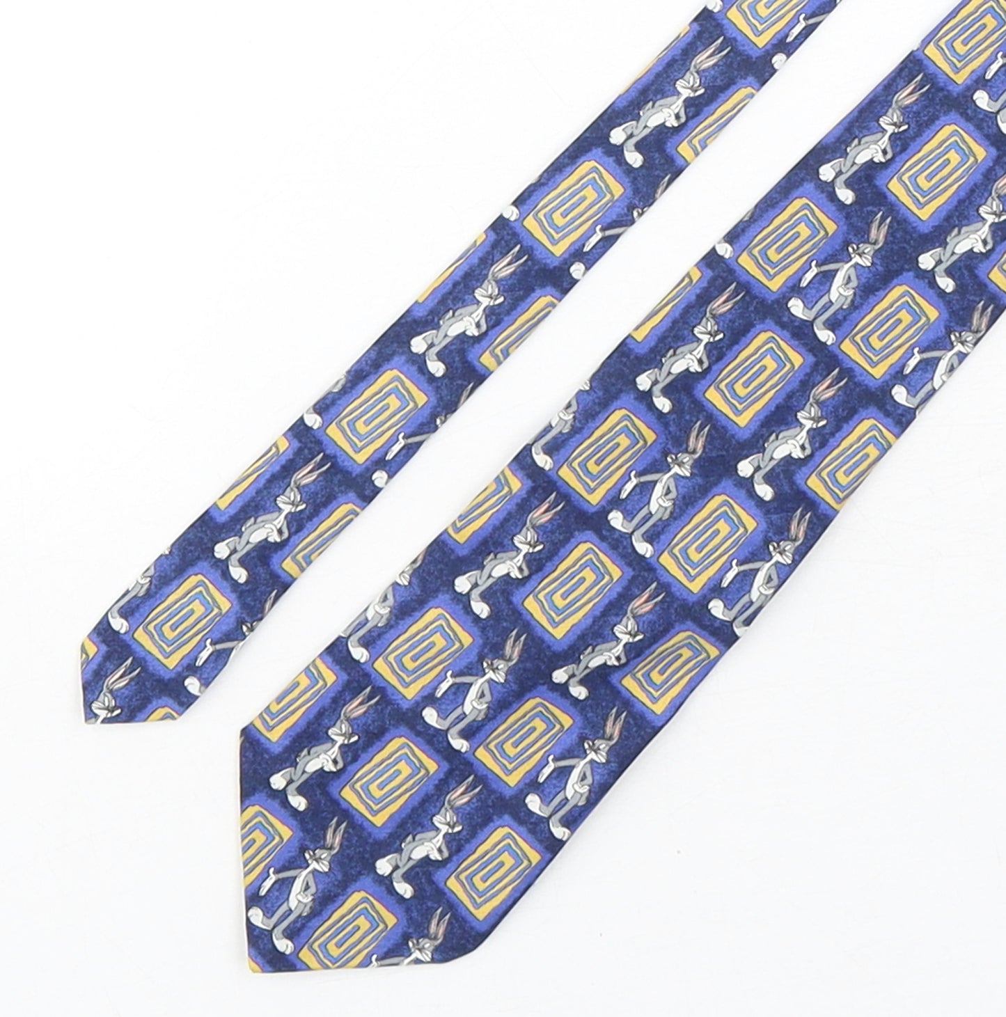 Looney Tunes Mens Multicoloured Geometric Polyester Pointed Tie One Size - Bugs Bunny