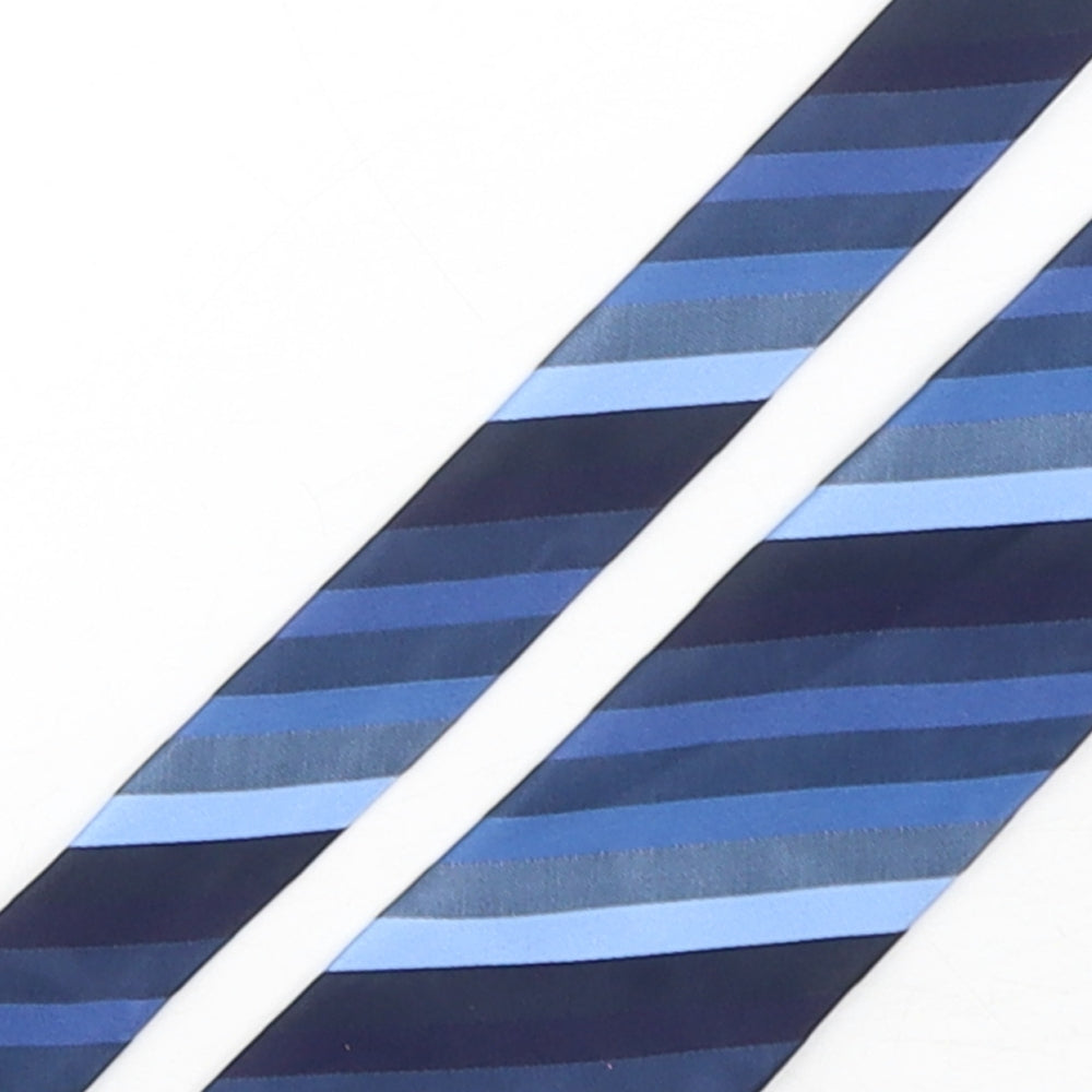 Marks and Spencer Mens Blue Striped Polyester Pointed Tie One Size