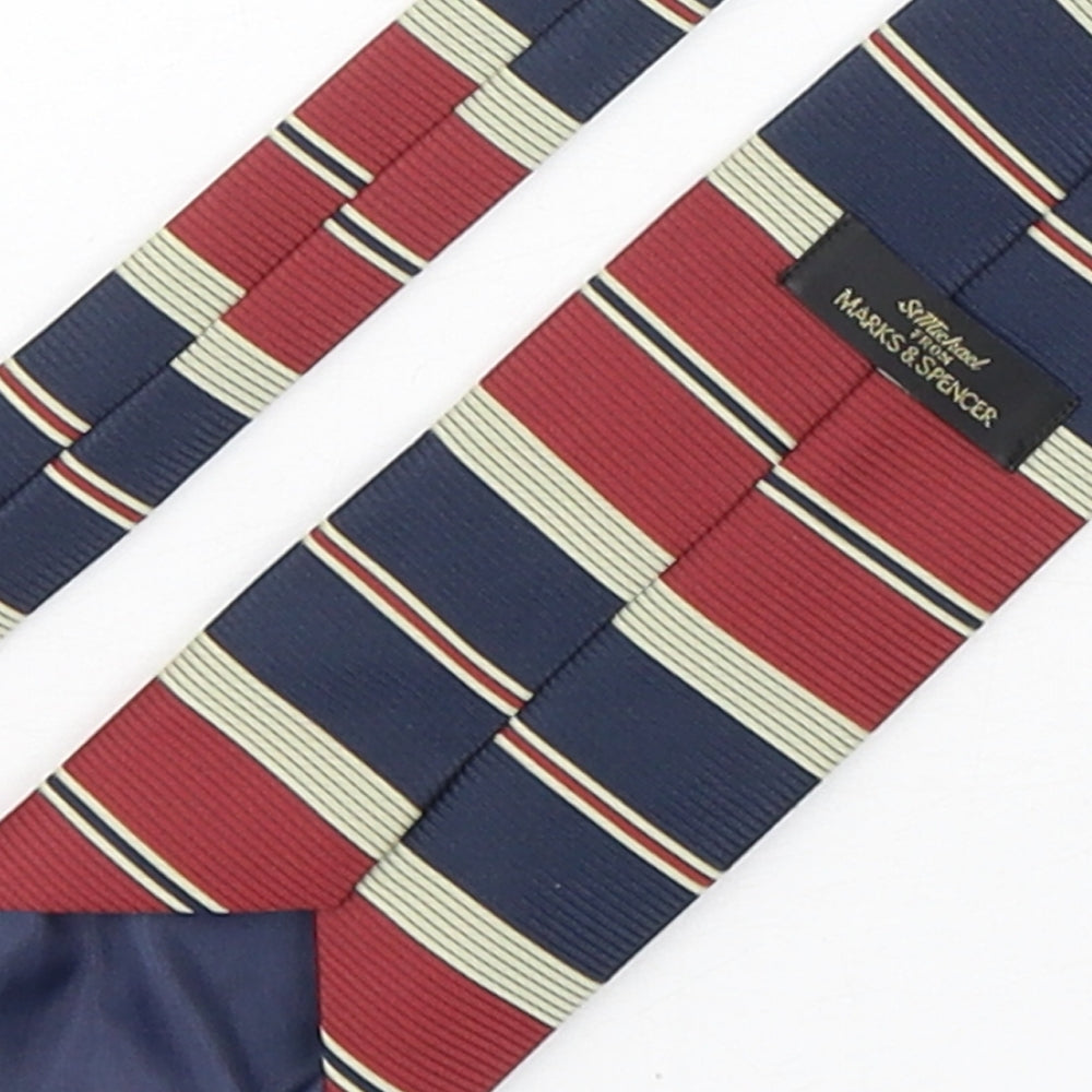 Marks and Spencer Mens Multicoloured Striped Polyester Pointed Tie One Size