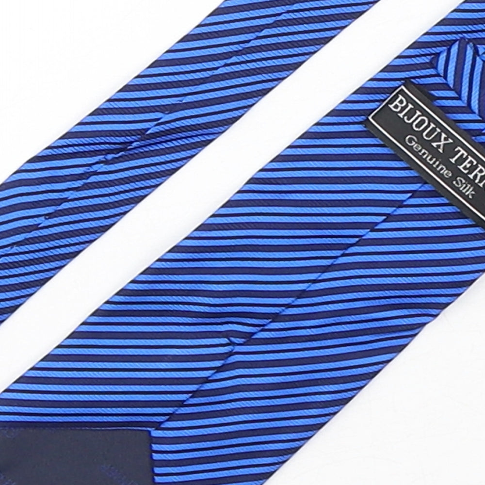 Bijoux Terner Mens Blue Striped Silk Pointed Tie One Size