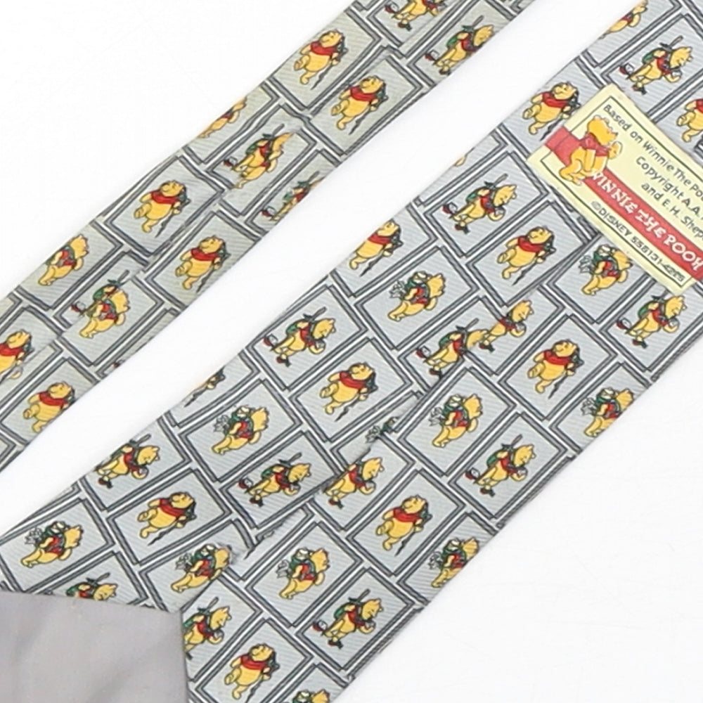 CandA Mens Multicoloured Geometric Polyester Pointed Tie One Size - winnie the pooh