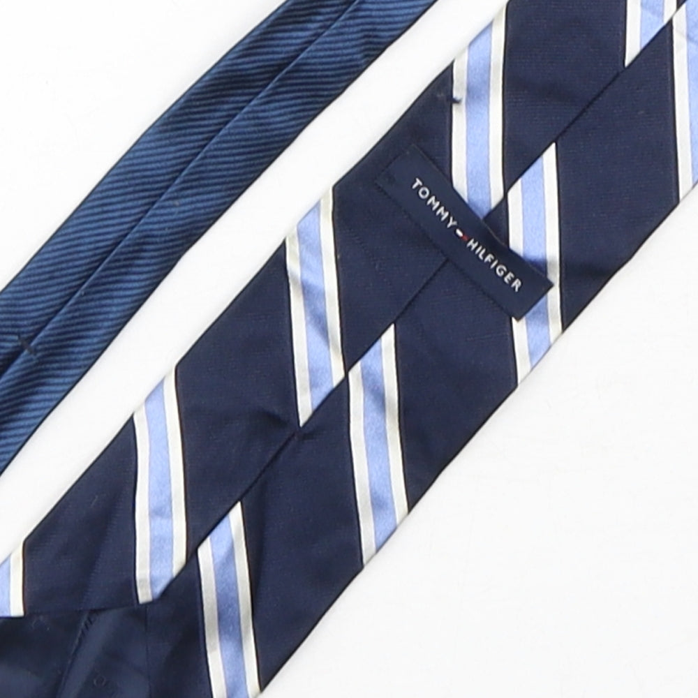 Tommy Hilfiger Mens Blue Striped Silk Pointed Tie One Size