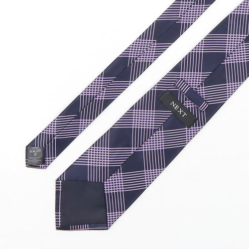 NEXT Mens Purple Plaids & Checks Polyester Pointed Tie One Size