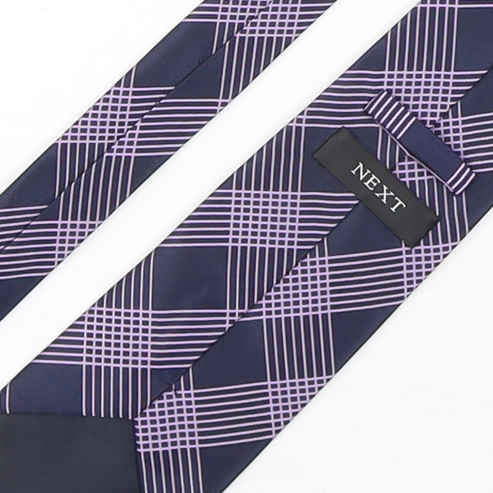 NEXT Mens Purple Plaids & Checks Polyester Pointed Tie One Size