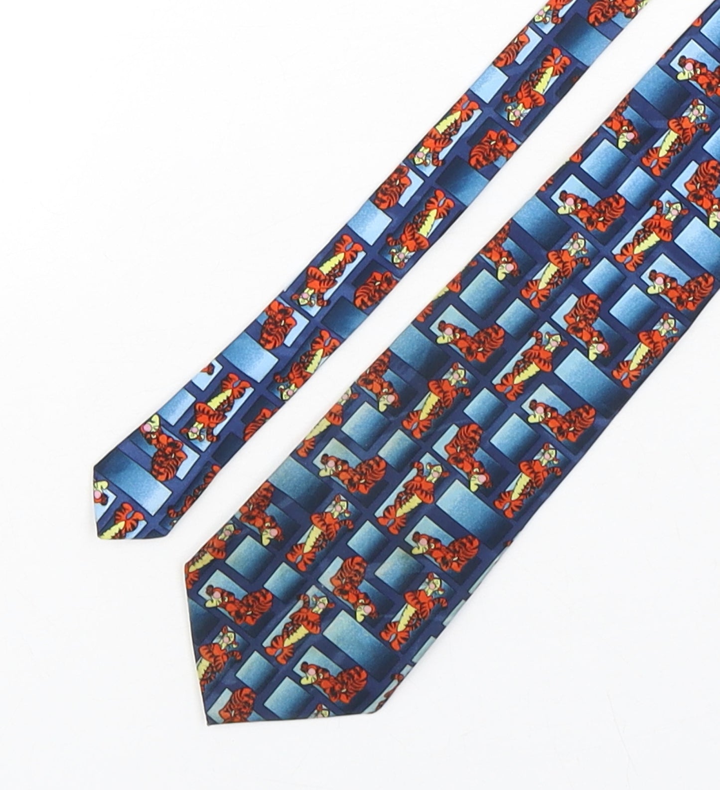 Winnie the Pooh Mens Blue Geometric Polyester Pointed Tie One Size - Tigger