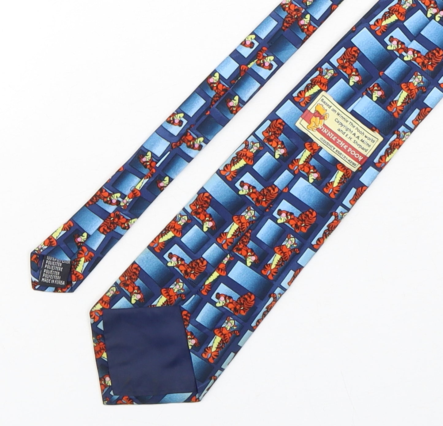 Winnie the Pooh Mens Blue Geometric Polyester Pointed Tie One Size - Tigger