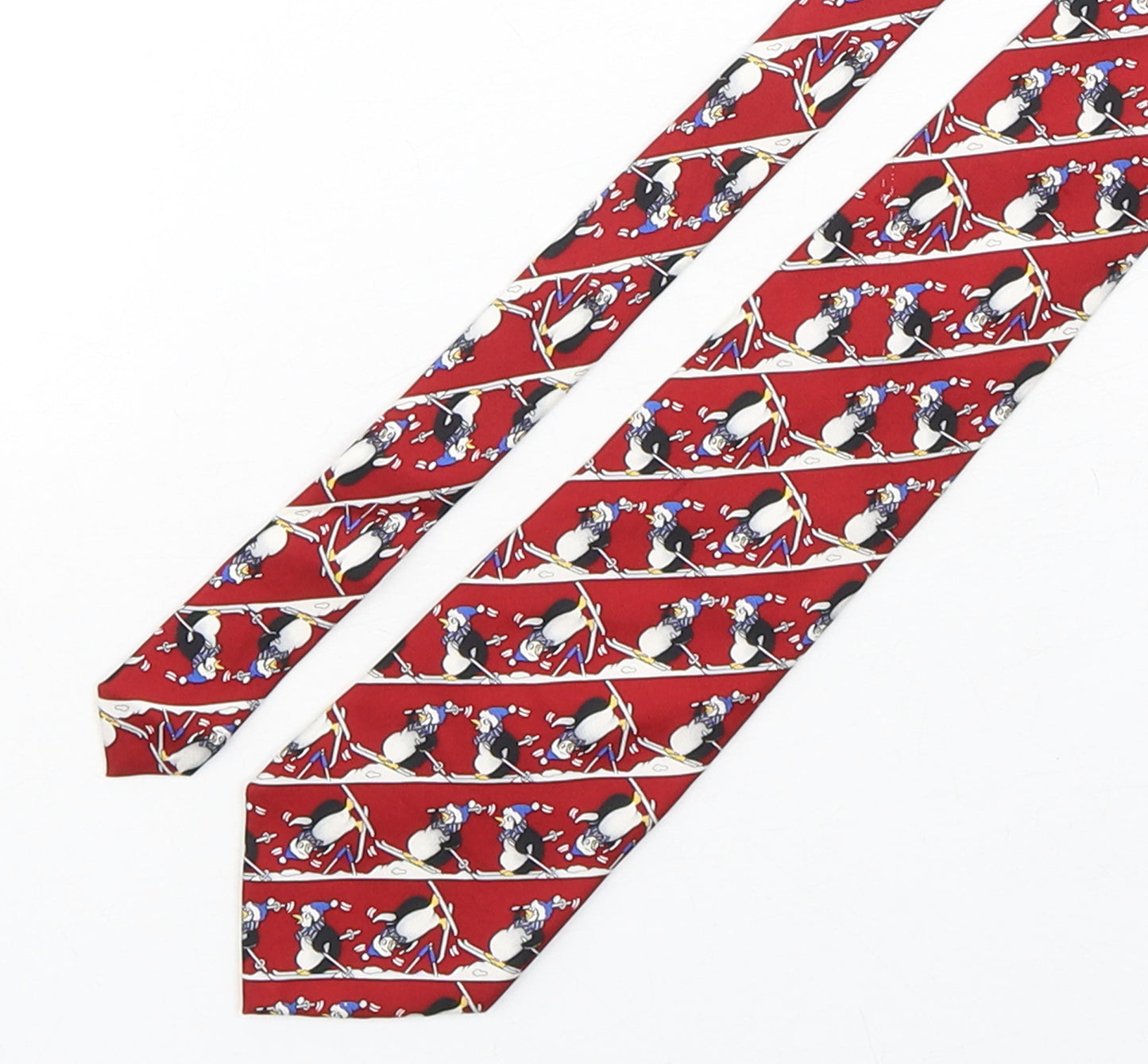 Windsor  Mens Multicoloured Geometric Silk Pointed Tie One Size - Penguins