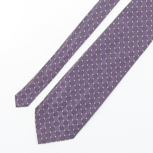 Simon Taylor Mens Purple Geometric Polyester Pointed Tie One Size