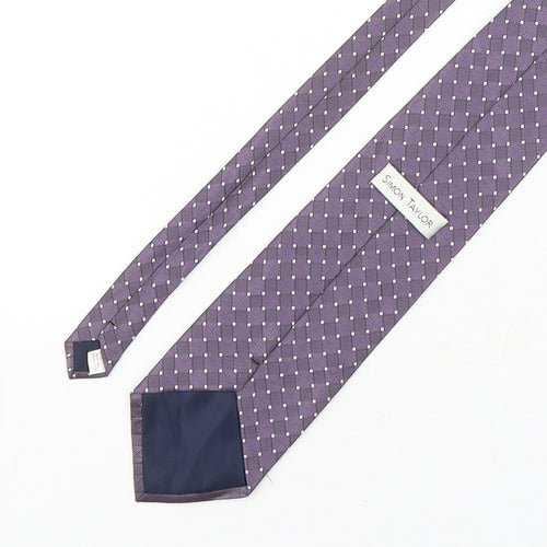 Simon Taylor Mens Purple Geometric Polyester Pointed Tie One Size