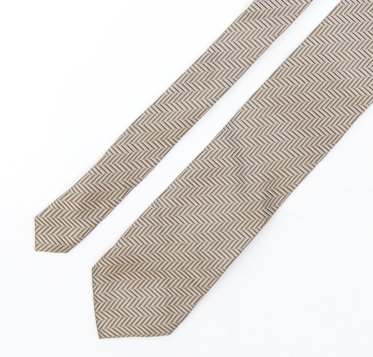 Collezione Mens Brown Geometric Silk Pointed Tie One Size