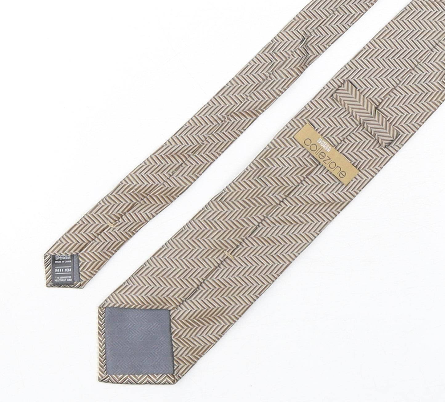 Collezione Mens Brown Geometric Silk Pointed Tie One Size