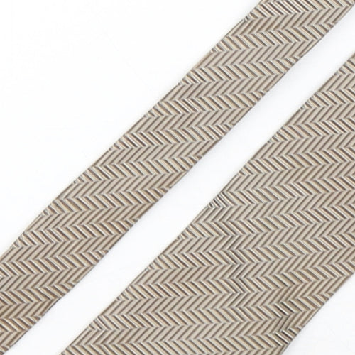 Collezione Mens Brown Geometric Silk Pointed Tie One Size