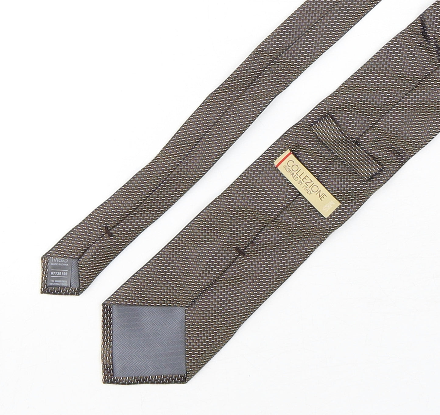 Collezione Mens Brown Geometric Silk Pointed Tie One Size