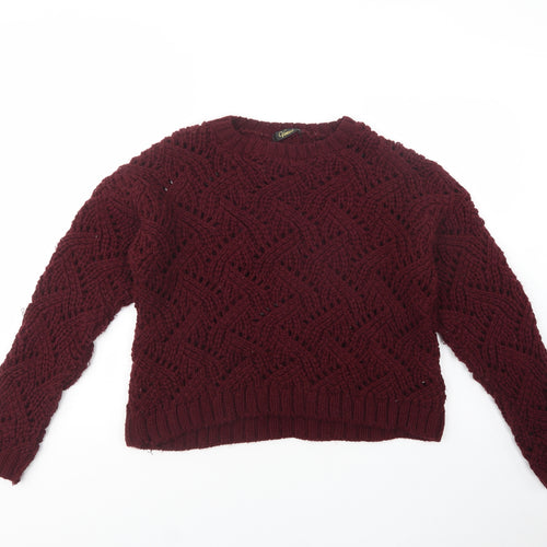 Venus Womens Purple Crew Neck  Acrylic Pullover Jumper Size M