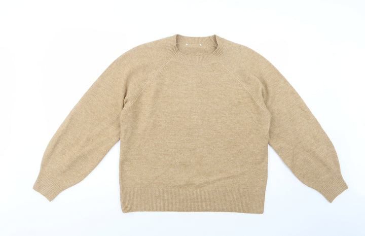 TU Womens Beige Crew Neck Acrylic Pullover Jumper Size 12