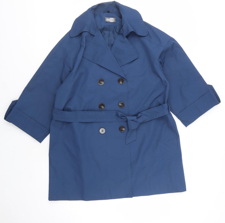 Square Womens Blue   Pea Coat Coat Size L  Button