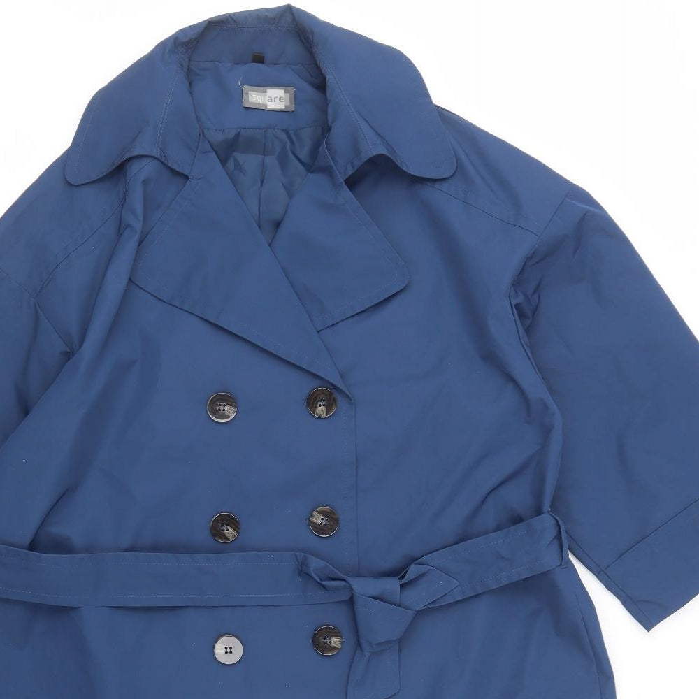 Square Womens Blue   Pea Coat Coat Size L  Button