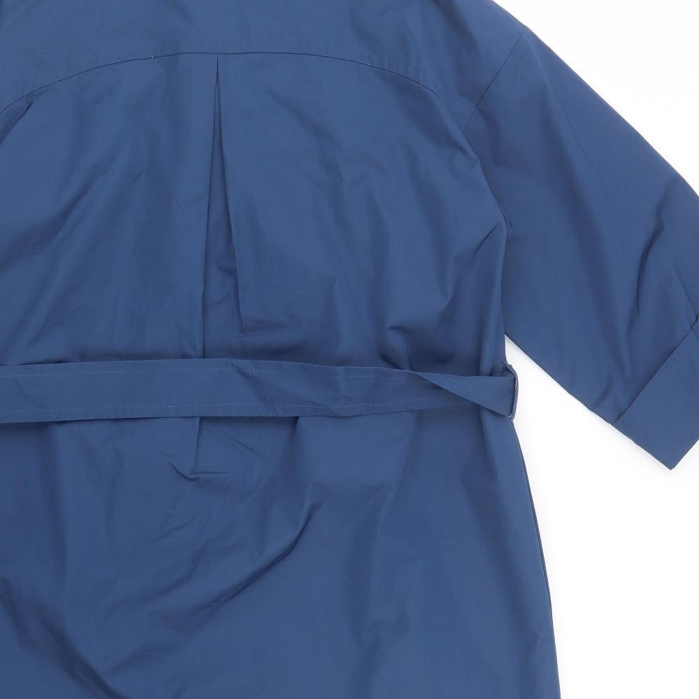 Square Womens Blue   Pea Coat Coat Size L  Button