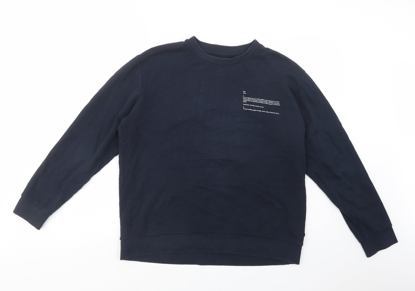 Pull & Bear Mens Blue  Cotton Pullover Sweatshirt Size L   - Art
