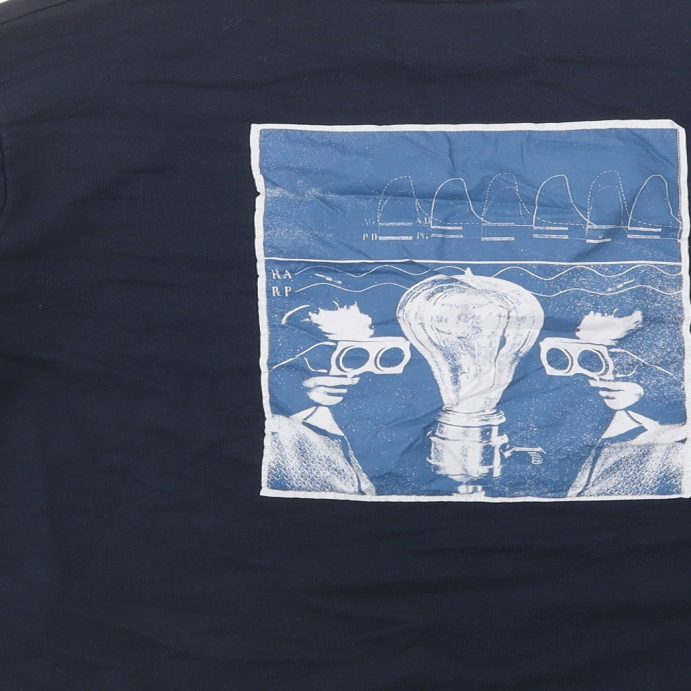 Pull & Bear Mens Blue  Cotton Pullover Sweatshirt Size L   - Art