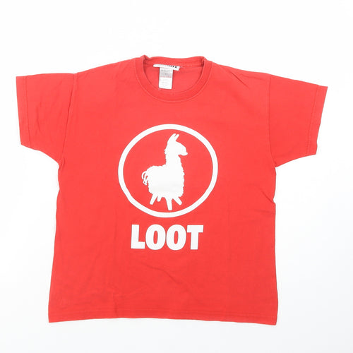 Urban Outlaws Womens Red  Cotton Basic T-Shirt Size S Crew Neck - Fortnite
