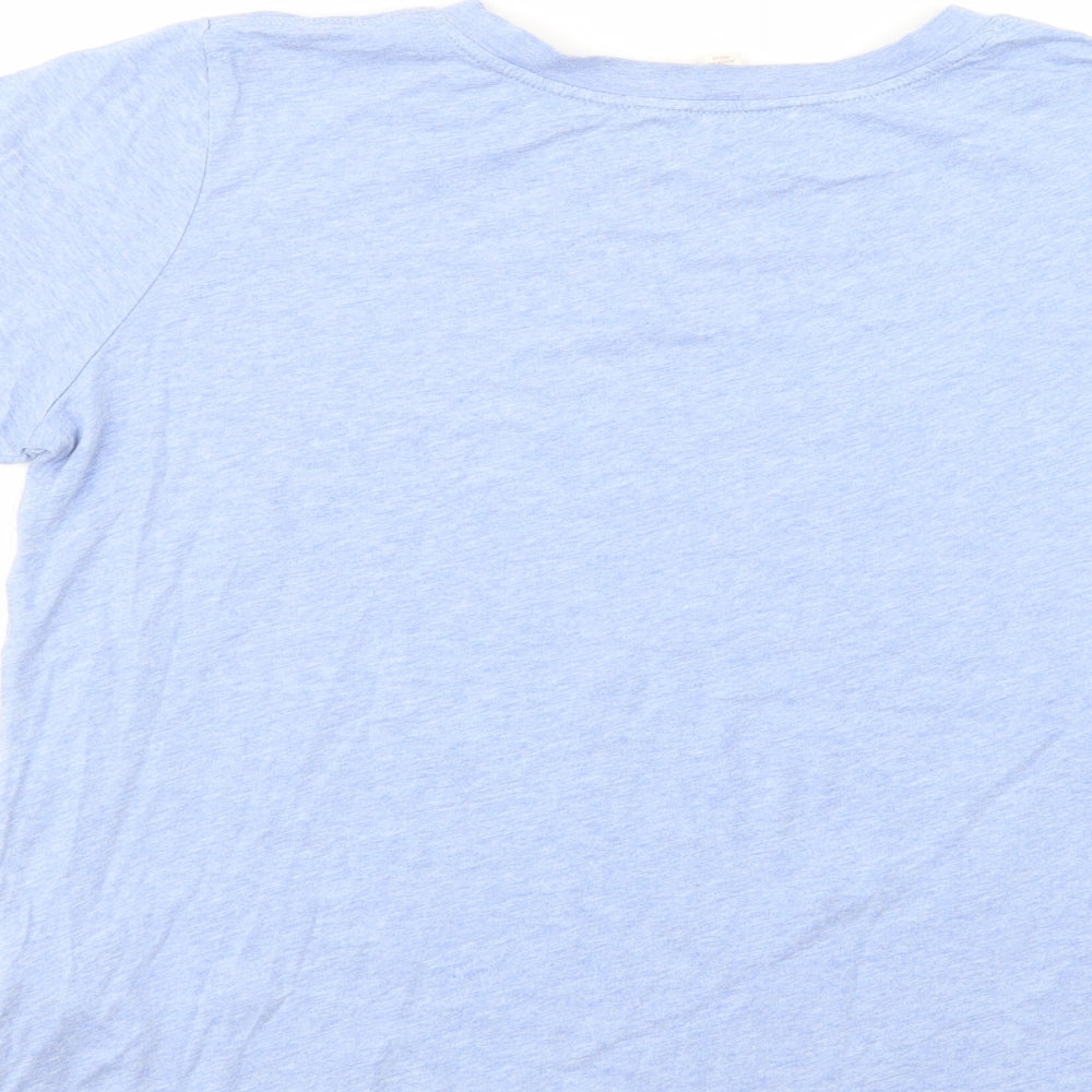 Per Una Womens Blue Floral Cotton Basic T-Shirt Size 12 Crew Neck