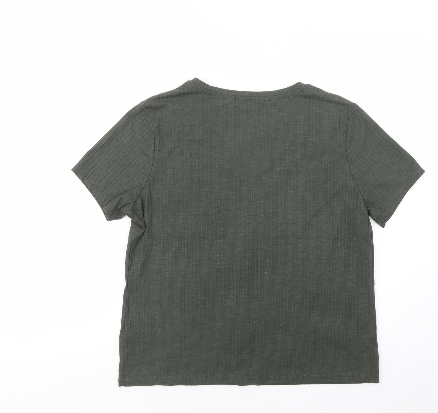 Papaya Womens Green  Polyester Basic Button-Up Size 12 V-Neck