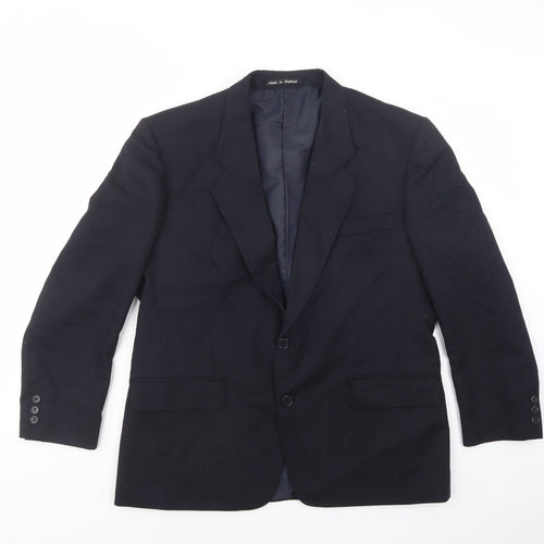 Made In England Mens Blue Striped  Jacket Blazer Size 42  Button