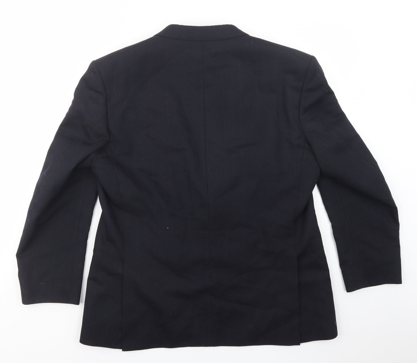 Made In England Mens Blue Striped  Jacket Blazer Size 42  Button