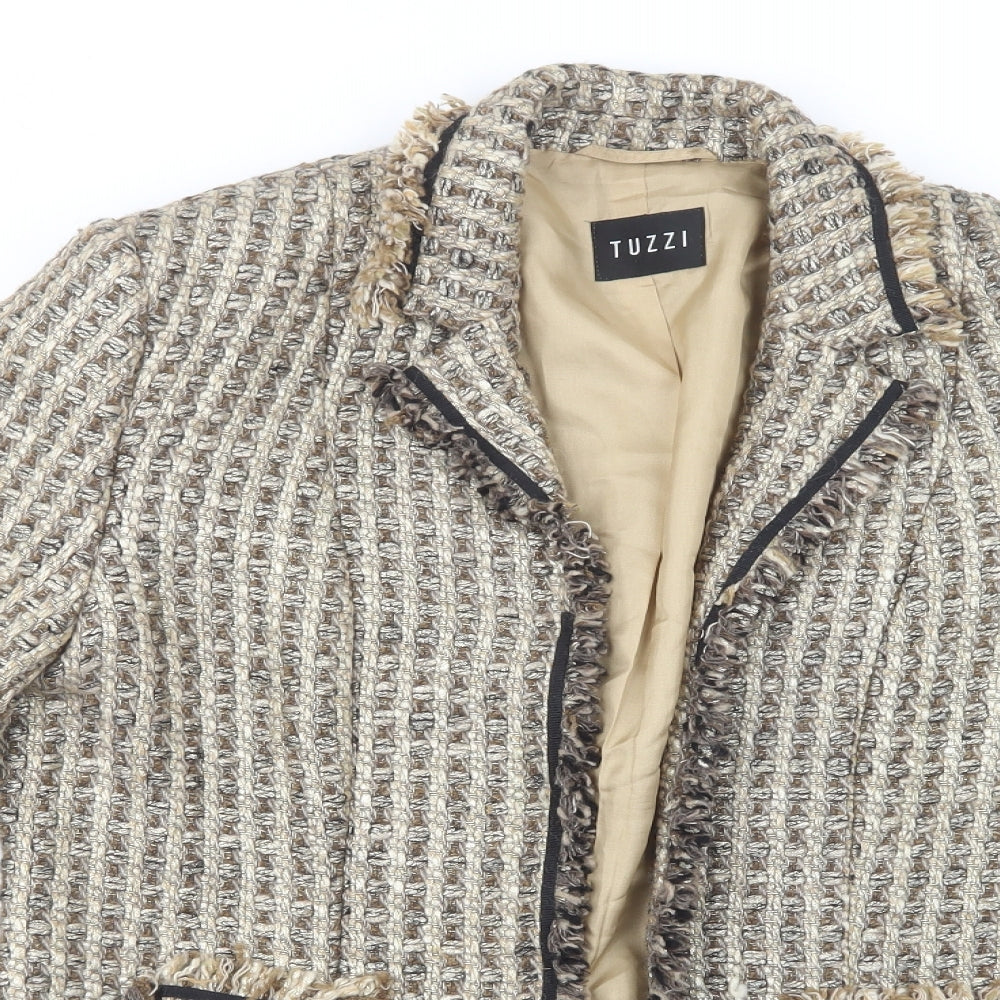 TUZZI Womens Beige   Jacket Blazer Size 14