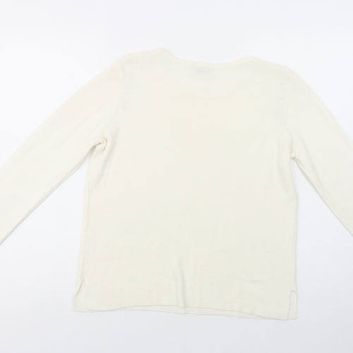 Papaya Womens Ivory Crew Neck  Acrylic Pullover Jumper Size S