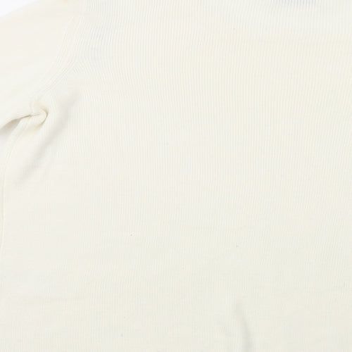 Papaya Womens Ivory Crew Neck  Acrylic Pullover Jumper Size S