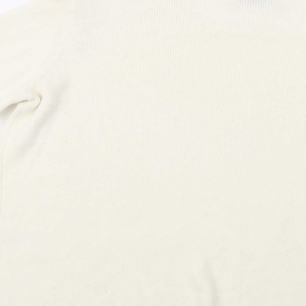 Papaya Womens Ivory Crew Neck  Acrylic Pullover Jumper Size S