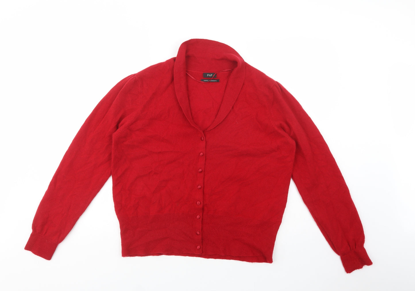 F&F Womens Red Collared  Cashmere Cardigan Jumper Size 20