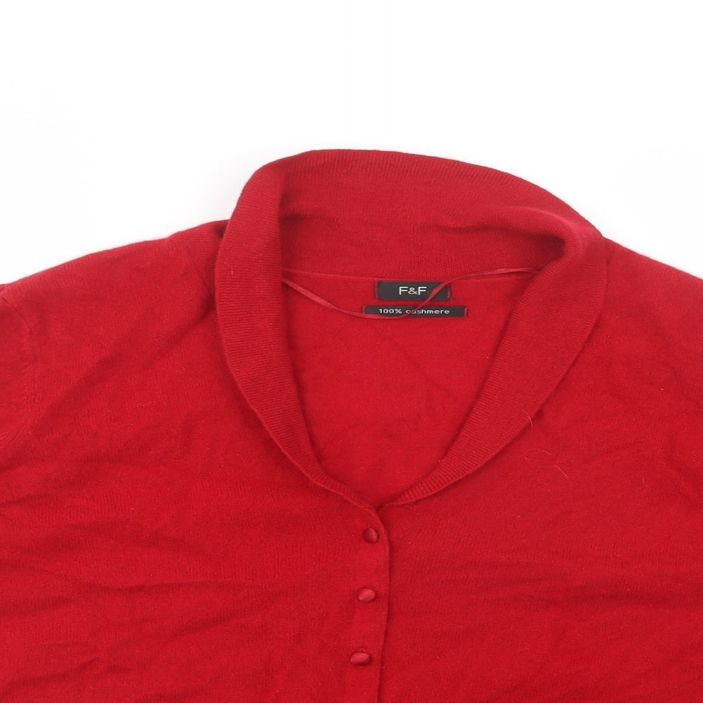 F&F Womens Red Collared  Cashmere Cardigan Jumper Size 20